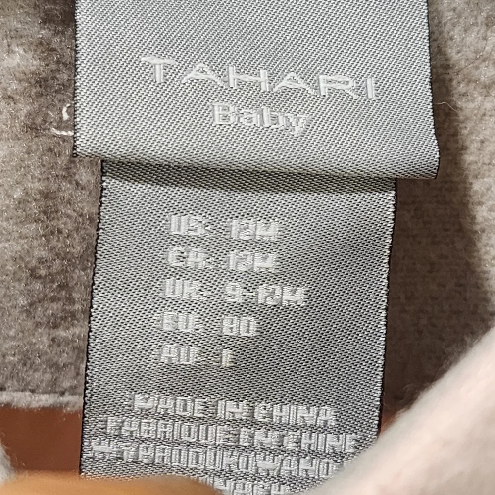 TAHARI baby Girl pink and gray Pea Coat Jacket size 12M